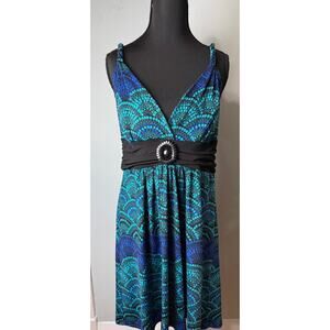 Vintage Y2K Candie's XL Geometric Beaded V Neck 2000's 90's Mini Dress